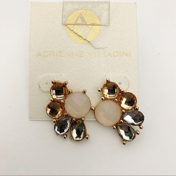 Adrienne Vittadini Jeweled Fan Stud Earrings - Picture 2 of 3